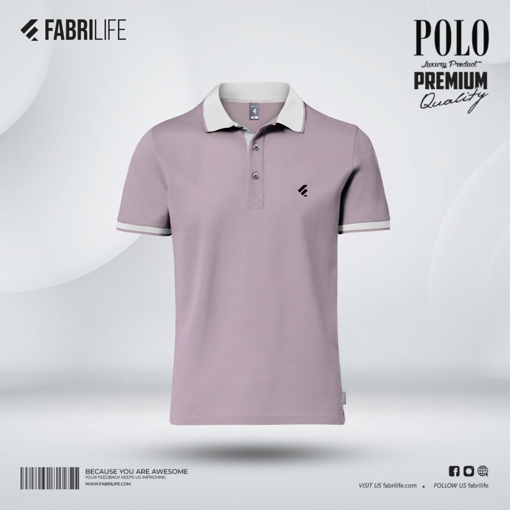 Men Premium Polo Shirt | Lavender/Mauve with White Collar