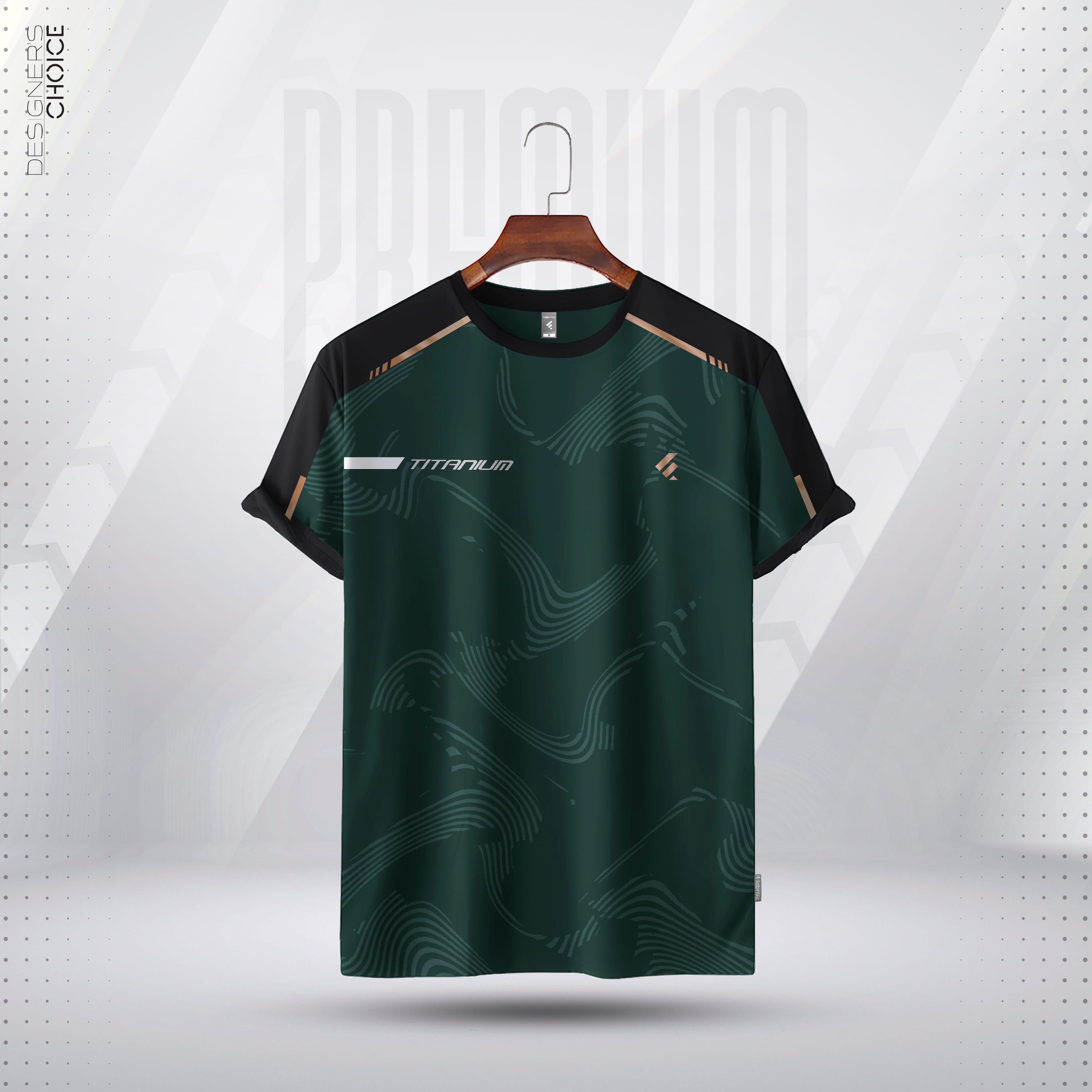 Men Sports T-Shirt "Titanium" | Dark Green/Black/Gold Raglan