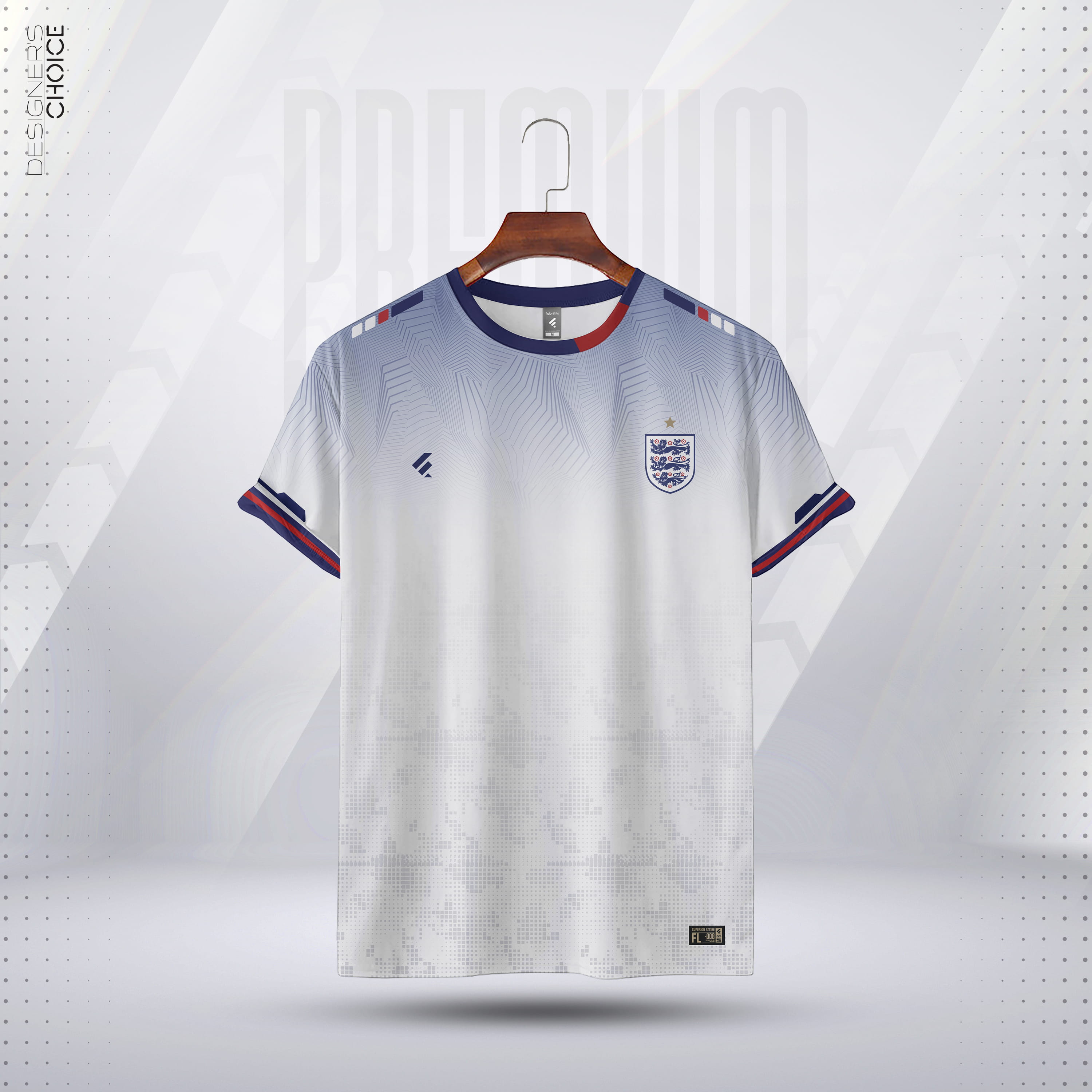 Premium Football Jersey England Home Kit | White/Blue/Red