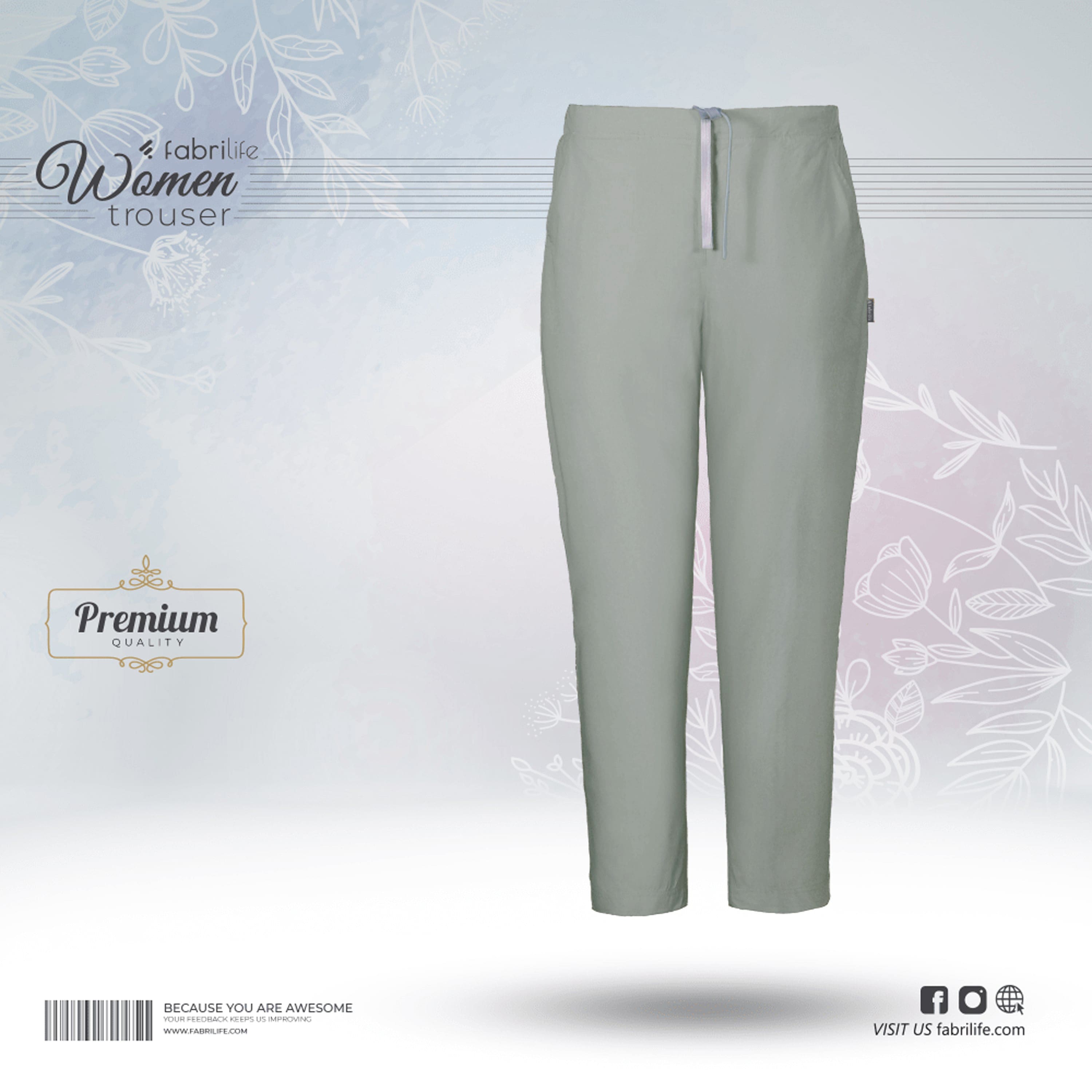 Women Premium Trouser | Grey/Sage