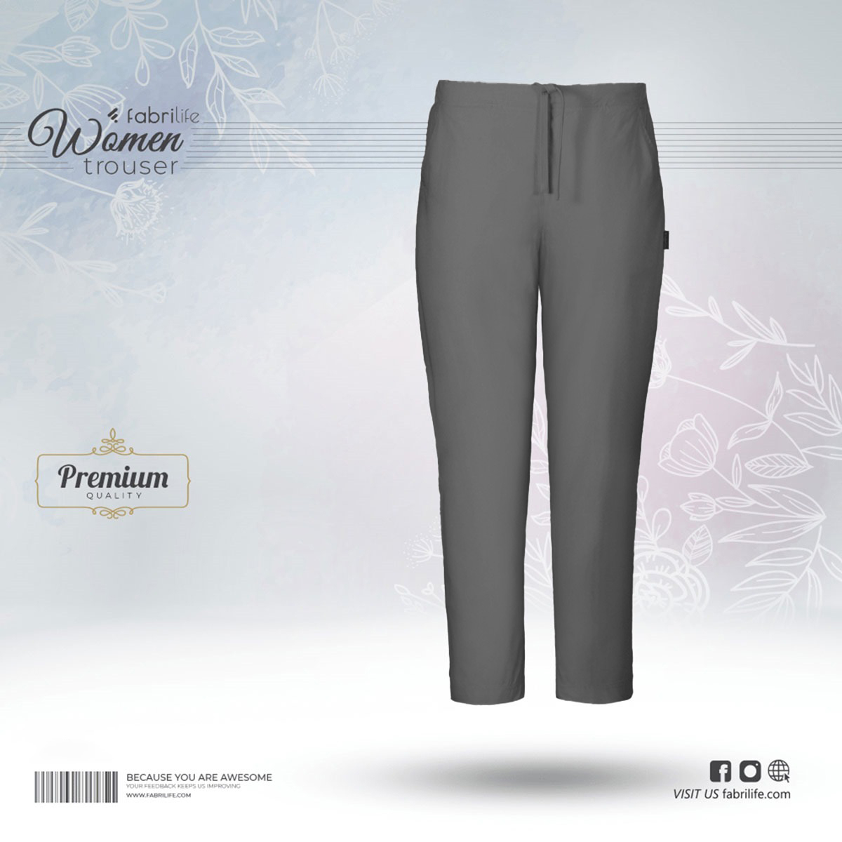 Women Premium Trouser | Charcoal Grey